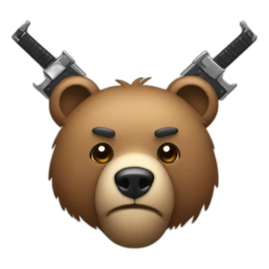 Bear face with weapons sticker