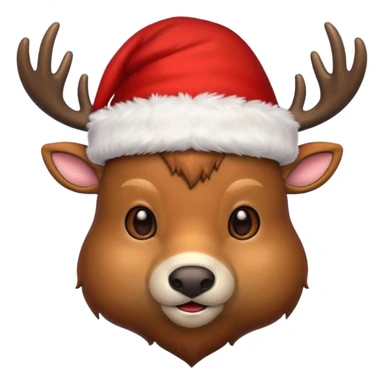 deer wearing red hat of santa claus sticker