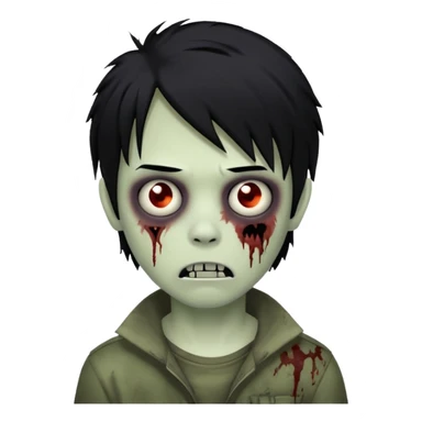Boy, zombie, black hair, medium long, emo, shaggy, dark, spooky sticker