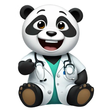 doctor panda laughing  sticker