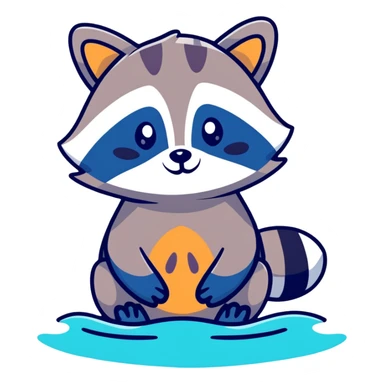 cute raccoon with aquatic features sticker