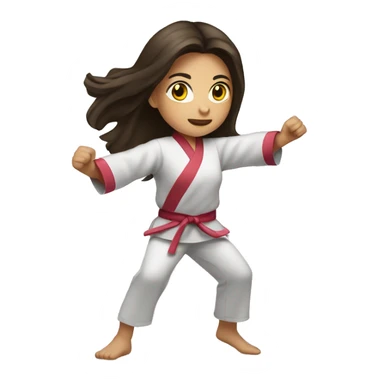 Girl doing power karate stance with her hands up and long, brunette hair sticker