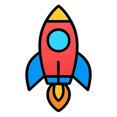 colorful rocket icon with black outlines sticker