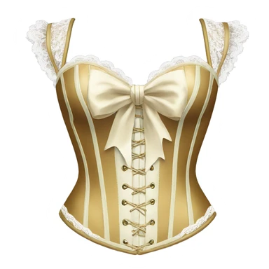 Gold ivory corset with lace and bow sticker