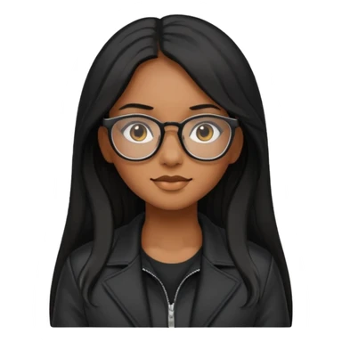 Brownskin girl with glasses and long black hair wearing glasses and a tight black jacket  sticker