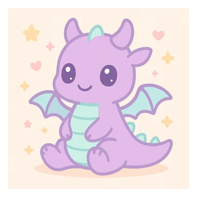 cute purple dragon, fun and appealing style, adorable and appealing character design sticker