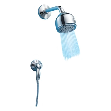 3D render of a modern shower head spraying water, minimal background, Pixar style, soft lighting, clean bathroom chrome aesthetic, slightly playful


 sticker