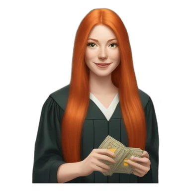 redhead white woman medium long straight hair, celebrating graduation with tarot cards sticker