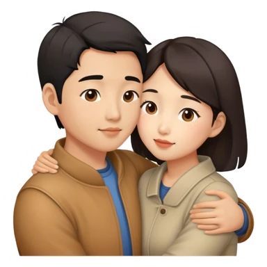 Asian couple cuddling and kissing  sticker