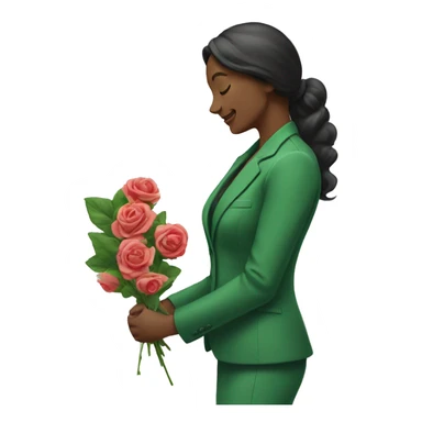 woman in green suit peeling roses petals sticker