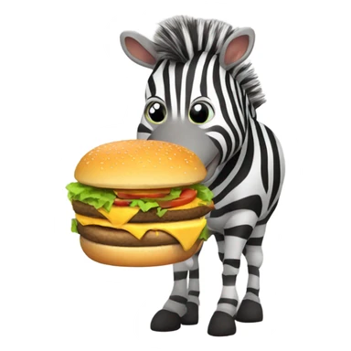 Zebra eating burger  sticker