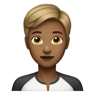 iOS woman with short hair, brown, emoji, androgynous sticker