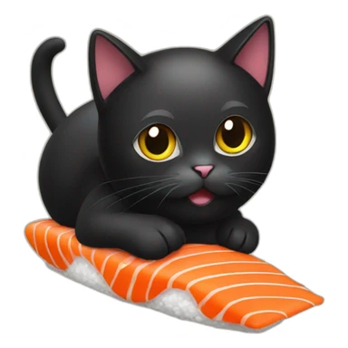 Black cat in the shape of a sushi sticker