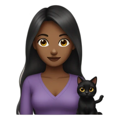 woman brown skin long dark hair with black cat sticker