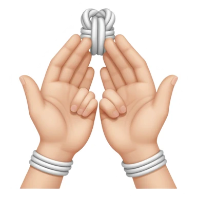 both hands tied together with a white rope sticker