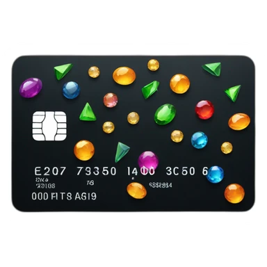 Black credit card with gems sticker