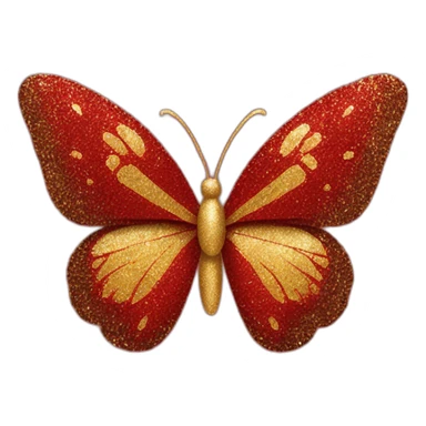 red and gold glitter butterfly sticker