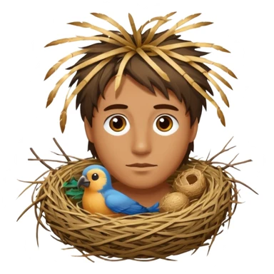 Man who has a Birds Nest for hair sticker