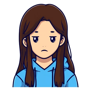 Teenage girl with long brown hair and sad expression, Hannah Baker character sticker