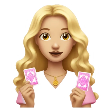 Blonde girl with pink pink tarot gold cards sticker