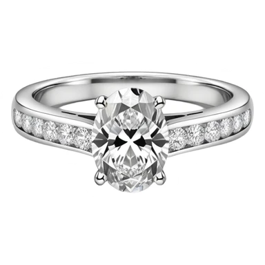 Oval Engagement ring diamond channel set band  sticker