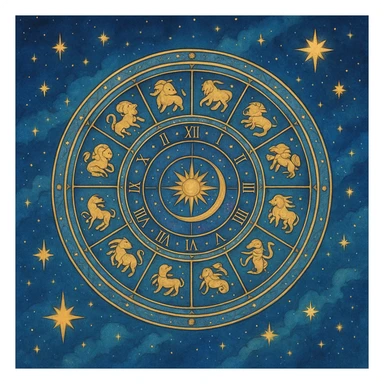 dreamy and magical astrology wheel with stars, celestial vibe sticker