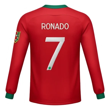 red Portugal football shirt with Ronaldo 7 on the back sticker