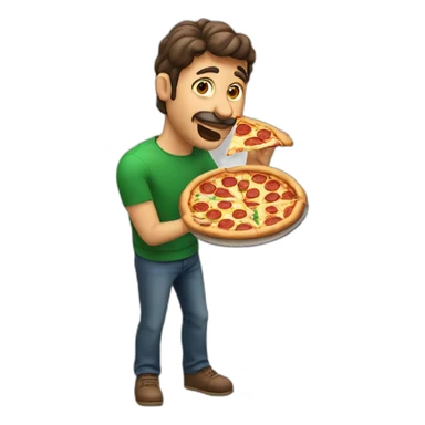 Italian man eating pizza and using fingers sticker