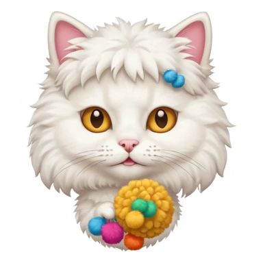 cheerleading white cat with pom pom sticker