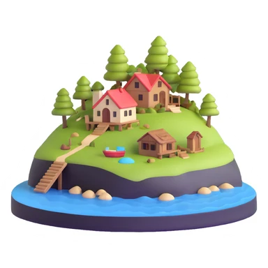 miniature island with little house sticker