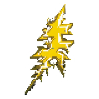 Speed power-up sprite, 64x64 pixels, bright yellow and gold lightning bolt symbol centered on tile, clean pixel edges, glowing effect, simple recognizable design that clearly communicates speed increase sticker