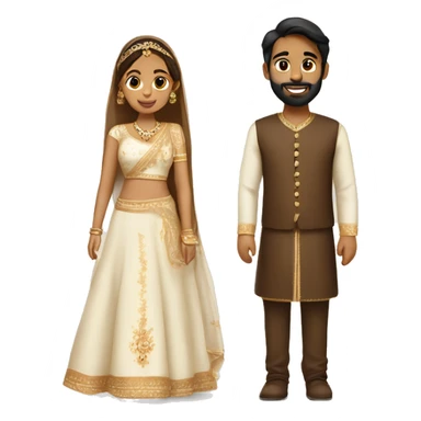 A couple and boy is brown and girl is white but little tan in punjabi wedding outfit sticker