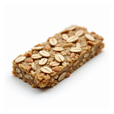 realistic oatmeal bar with visible oats, appetizing, isolated on white background sticker