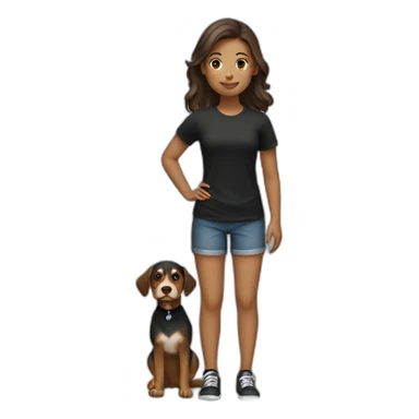 a girl with black t-shirt and holding a dog sticker