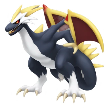 Black Cool Edgy Nargacuga-Garchomp-Absol Fakémon  with White and Red and yellow Edgy markings sticker