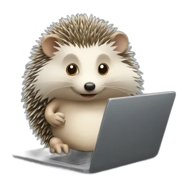 hedgehog working with laptop sticker