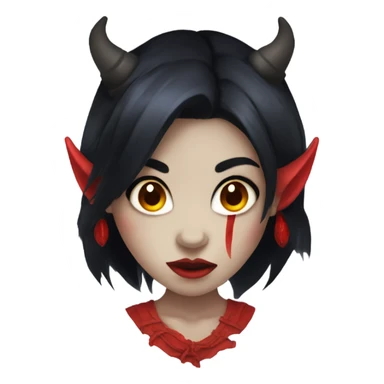demon oni girl with red skin and black hair sticker