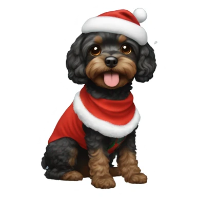 black cavapoo wearing christmas outfit sticker