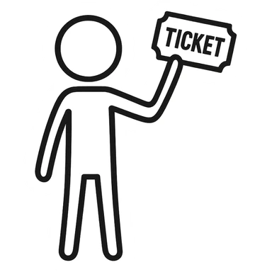 stickman holding a ticket in hand sticker