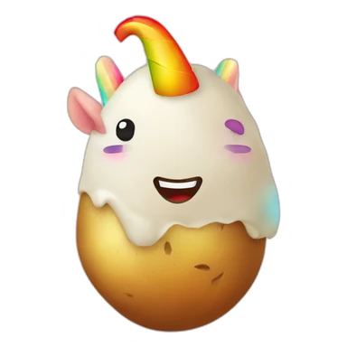 potato with unicorn head, rainbow sticker