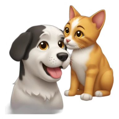 Cat Kiss a dog sticker
