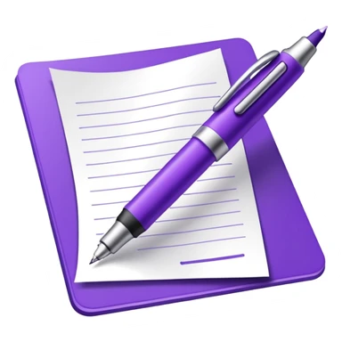 purple pen on paper emoji sticker