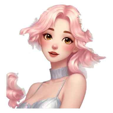 gorgeous shiny blushing anime lady with butterflies and beautiful hair fairycore high quality detailed vogue trending aesthetic sticker