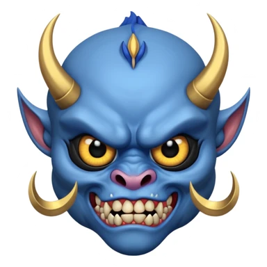 blue oni with black eye ball and gold iris sticker