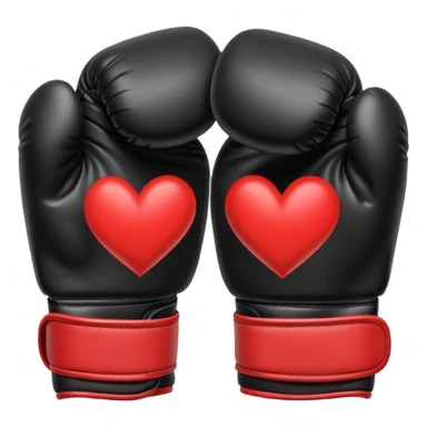 Genera un emoji de guantes de boxeo negros con corazones rotos  sticker