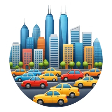 round emoji of a realistic city sticker
