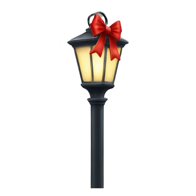 Christmas street light with a red bow sticker