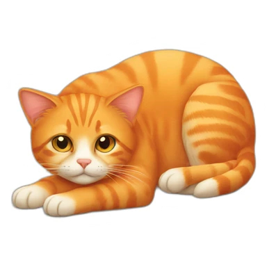 orange cat laying  sticker