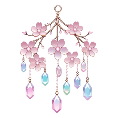 Hanging Iridescent pastel pink sakura crystals white-pearly suncatcher sticker