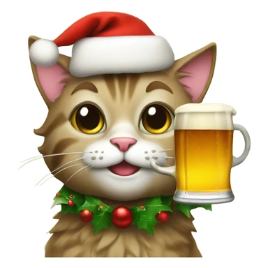 Xmas Cat with beer glass sticker